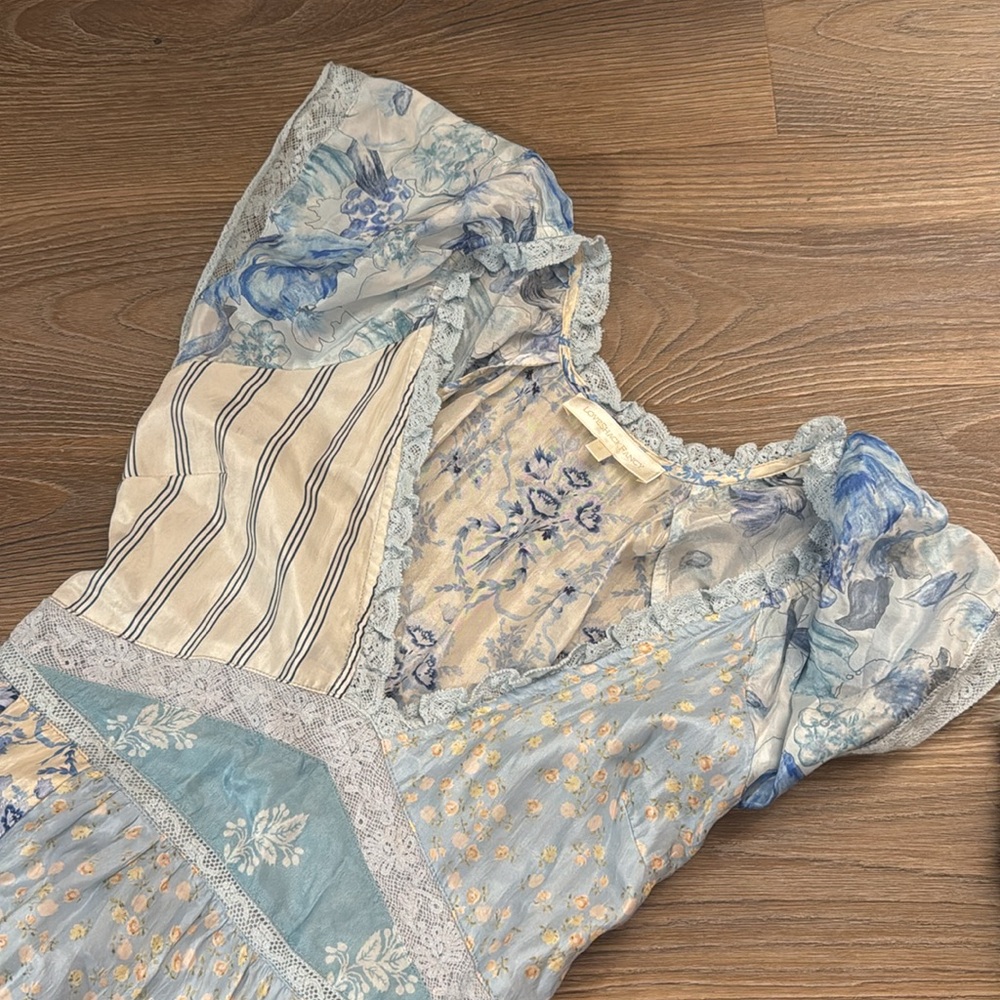 NWOT LOVESHACKFANCY TULA PATCHWORK SILK DRESS IN … - image 6